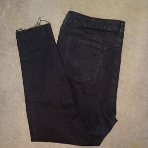 Sofia Vergara Jeans Womens High Rise Curvy Raw Hem Skinny Ankle Black Size 18